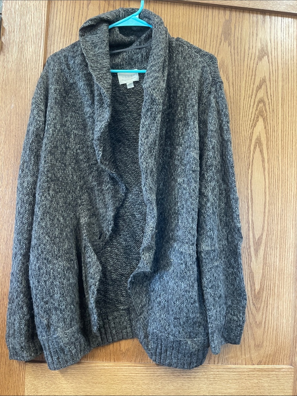 hinge Charcoal Marled Open-Front Shawl Collar Cardigan